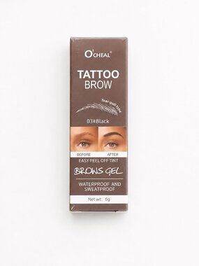 O’CHEAL Tattoo Brow Gel 03 Black Peel Off Eyebrow Tint Waterproof 6g New